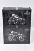 TWO BOXED MINICHAMPS 1:12 SCALE MODEL CLASSIC BIKES, to include a Vincent - HRD Series C in Black