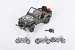 AN UNBOXED ARNOLD TINPLATE CLOCKWORK U.S. ARMY WILLYS JEEP, No.2500, with original key and in