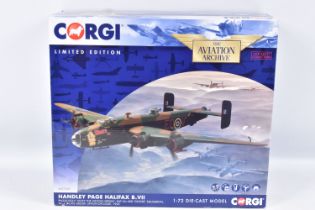 A BOXED LIMITED EDITION 1:72 CORGI AVIATION ARCHIVE HANDLEY PAGE HALIFAX B.VII DIECAST MODEL