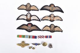 A COLLECTION OF RAF CLOTH INSIGNIA AND VARIOUS OTHER ITEMS, this lot includes six xloth RAF sets