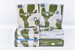 SIX BOXED GEMINI ACES 1:72 SCALE DIECAST MODEL AIRCRAFTS, the first is a P-51B Mustang, numbered