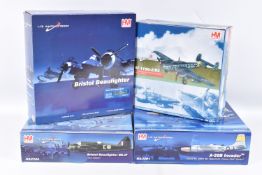 FOUR BOXED HOBBY MASTER 1:72 SCALE AIR POWER SERIES AIRCRAFT MODELS, a Bristol Beaufighter Mk.IF