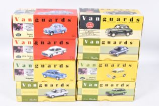 EIGHT BOXED CORGI VANGUARDS 1:43 SCALE MODEL VEHICLES to include an Austin A35 Graham's Hill Rally