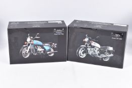 TWO BOXED 1:12 SCALE CLASSIC BIKE SERIES DIECAST HONDA MODELS, the first is a Honda CBX 1000 1978 in