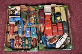 A QUANTITY OF ASSORTED VINTAGE PLASTIC VEHICLE MODELS, mainly c.1960's Hong Kong made, to include