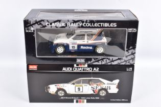 TWO BOXED SUN STAR 1:18 SCALE DIECAST MODEL CARS, to include an Audi Quattro A2, no. 9, 1000 Lakes