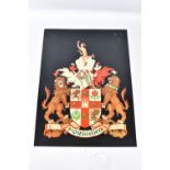 A LONDON NORTH EASTERN RAILWAY COAT OF ARMS TRANSFER, varnished and mounted on a plastic panel, size