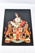 A LONDON NORTH EASTERN RAILWAY COAT OF ARMS TRANSFER, varnished and mounted on a plastic panel, size