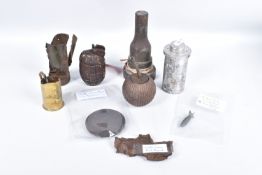 A GOOD ASSORTMENT OF WWI AND WWII INERT BOMB AND GRENADES, this lot includes a WWII German bomb fuse