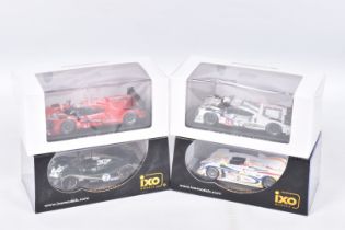FOUR BOXED 1:43 SCALE MODEL CARS to include a Porsche 919 Hybrid #19 winners Le Mans 2015 in