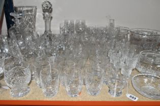 A QUANTITY OF CUT CRYSTAL AND GLASSWARE, comprising a Waterford fruit bowl, Stuart Crystal bonbon