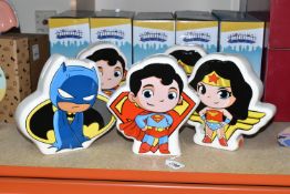 FIVE BOXED D.C SUPER FRIENDS MONEY BANKS, comprising two 'Superman', two 'Wonder Woman' (one has
