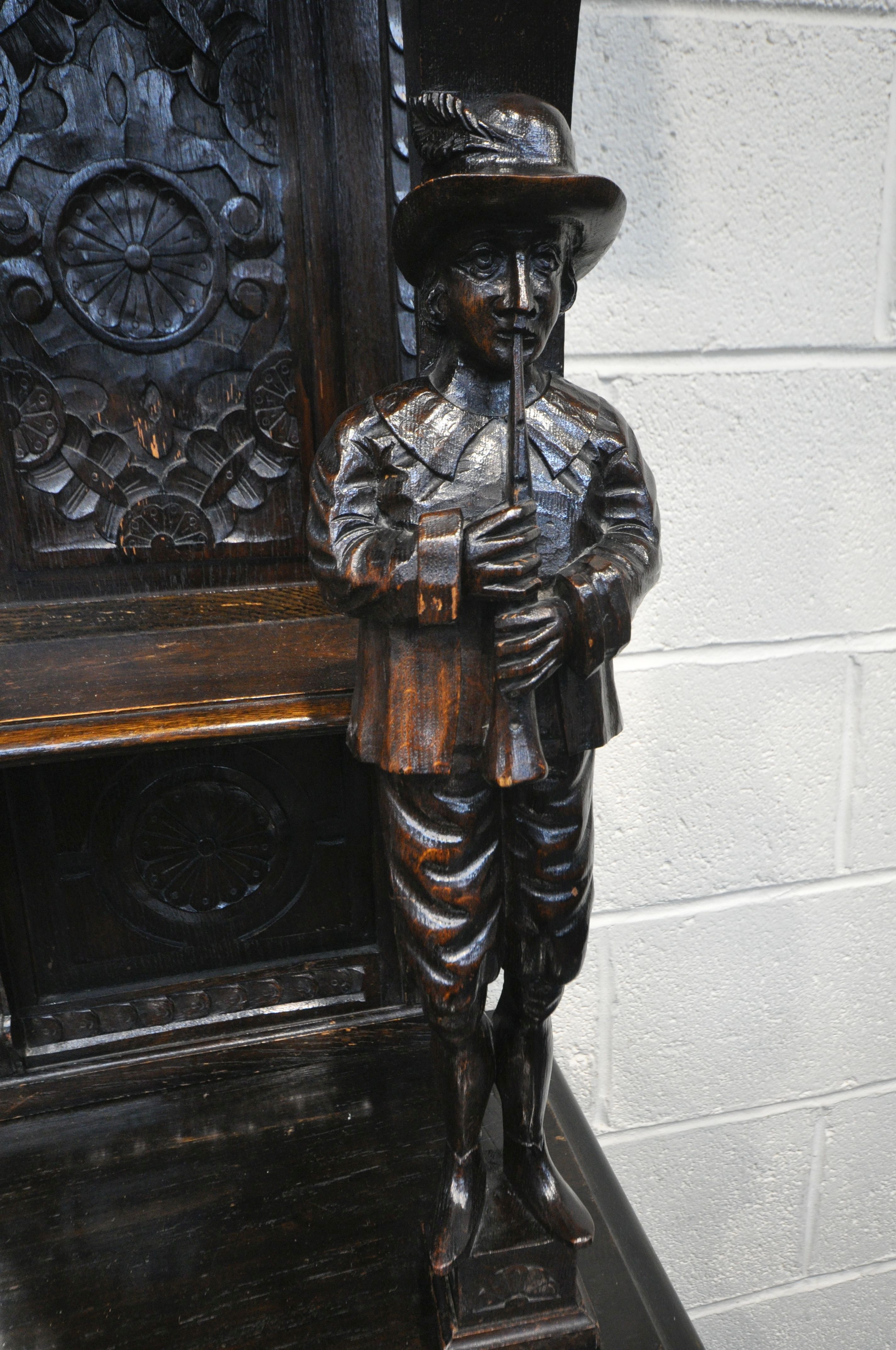 AN EARLY 20TH CENTURY OAK CONTINENTAL MIRROR BACK SIDEBOARD, fitted with an arrangement of lion - Image 8 of 15