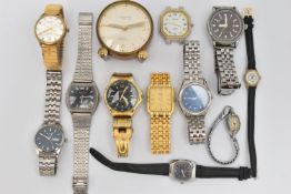 A BOX OF ASSORTED WRISTWATCHES, mostly gents watches with names to include a 'Seiko SQ50', a '