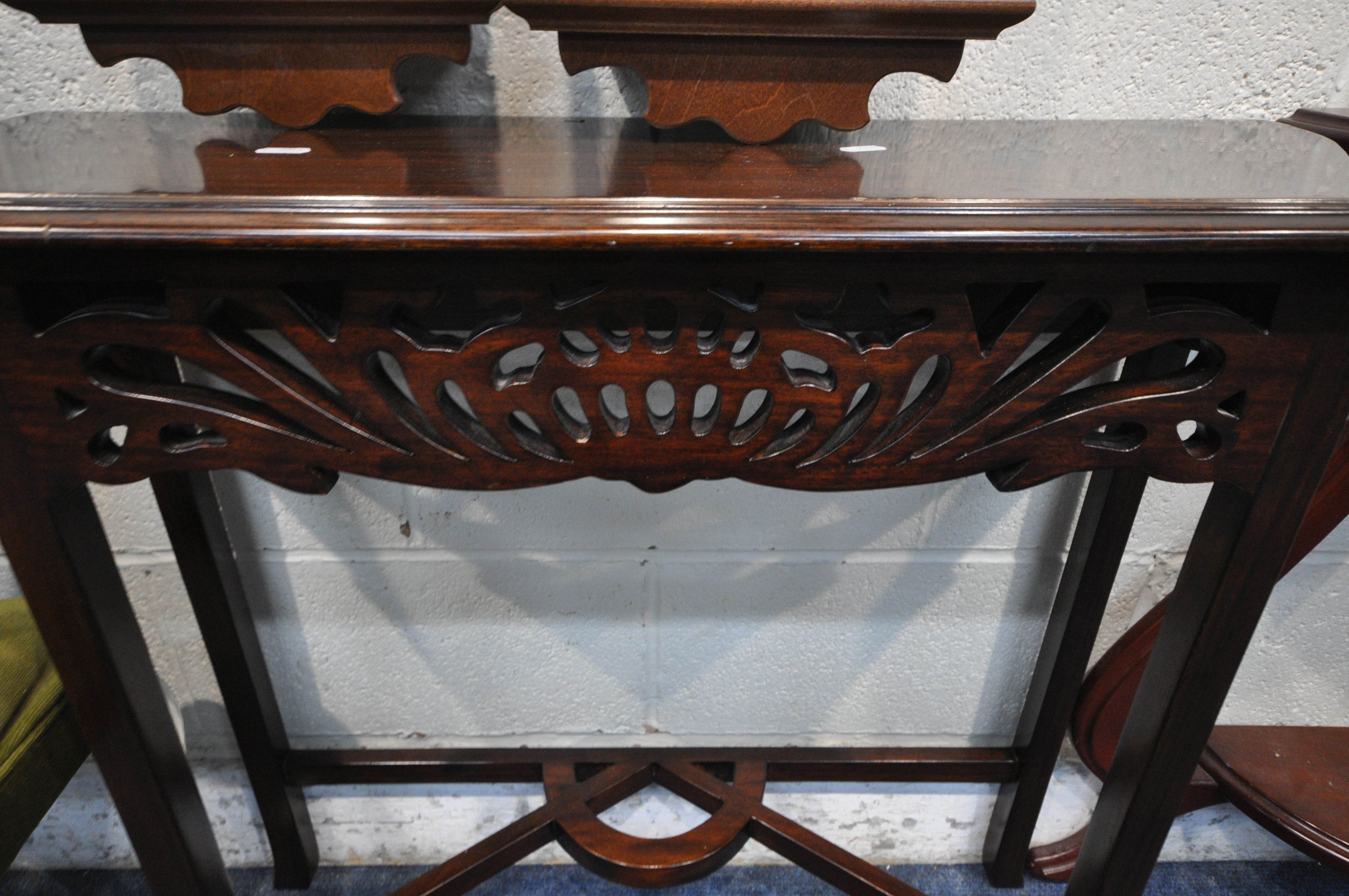 A VARIETY OF OCCASIONAL FURNITURE, to include a mahogany side table, with decorative apron and - Image 3 of 5