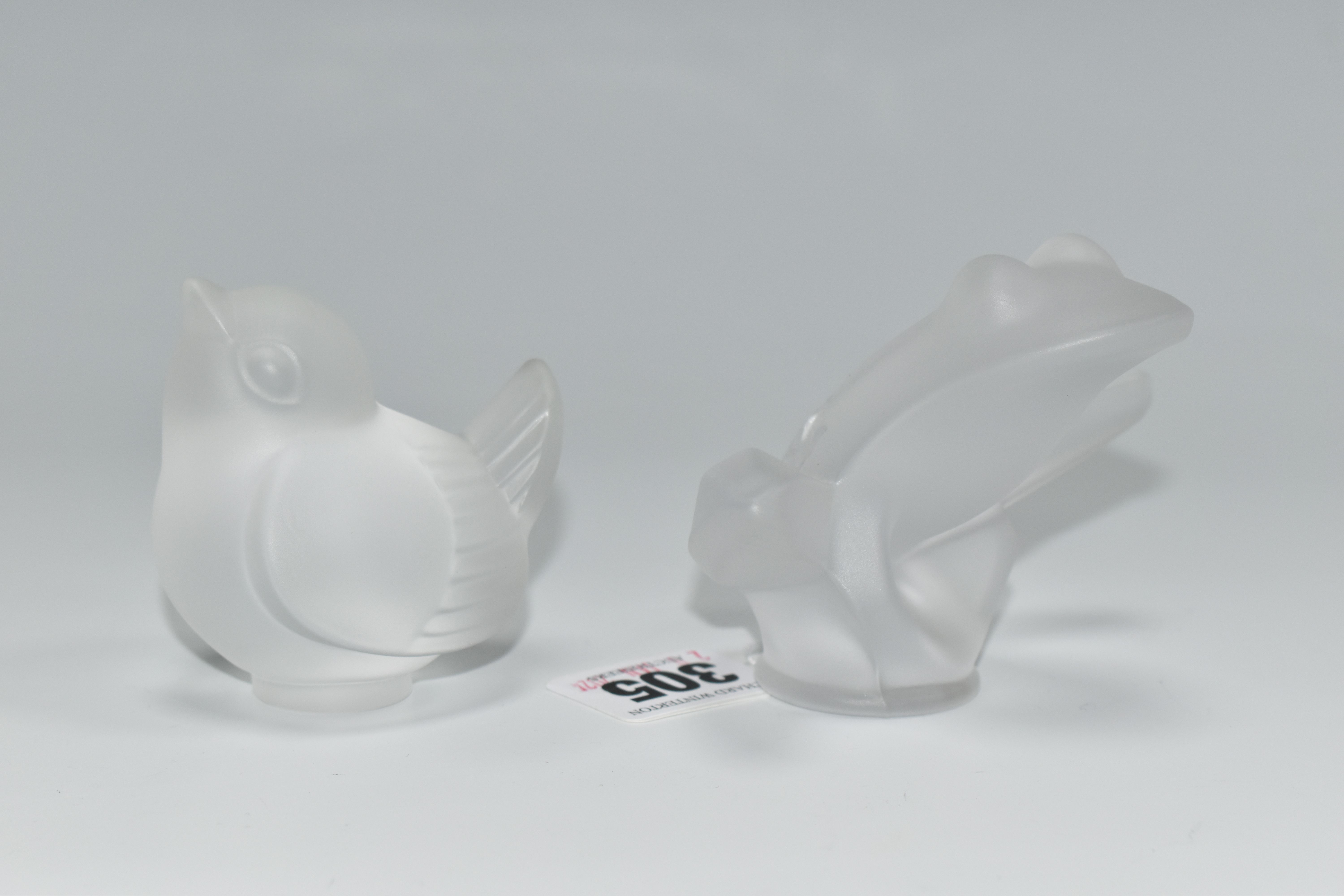 TWO FROSTED GLASS ANIMAL/BIRD PAPERWEIGHTS, comprising a Sevres crystal paperweight in the form of a