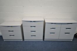 A MODERN THREE PIECE SUITE, comprising a chest of six drawers, width 112cm x depth 42cm x height