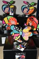 FIVE BOXED DISNEY BRITTO ORNAMENTS, new and unused with cardboard labels, comprising one Tinkerbell,