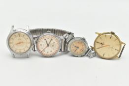 FOUR WATCHES, to include a gents 'Oris' wristwatch, manual wind, Arabic numerals, red outer Arabic