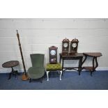 A VARIETY OF OCCASIONAL FURNITURE, to include a mahogany side table, with decorative apron and