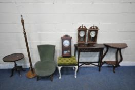 A VARIETY OF OCCASIONAL FURNITURE, to include a mahogany side table, with decorative apron and