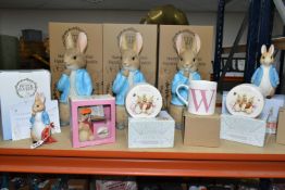 A SELECTION OF BOXED ENESCO BEATRIX POTTER 'PETER RABBIT' COLLECTABLES, comprising three A29995