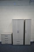A DOUBLE DOOR WARDROBE, with two drawers, width 76cm x depth 51cm x height 184cm, a similar single