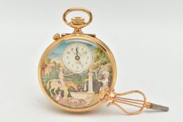 A 'CHARLES REUGE A SAINTE-CROIX' OPEN FACE MUSICAL POCKET WATCH, hand wound movement, the dial