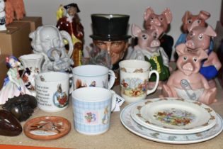 A GROUP OF NAMED COLLECTABLE CERAMICS ETC, to include five Wade Nat West Bank money boxes, Royal