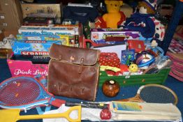 A QUANTITY OF ASSORTED TOYS, GAMES AND SPORTING EQUIPMENT, to include Mayfair Games Star Trek