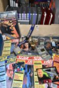 TWO BOXES OF STAR TREK ENTERPRISE D.V.DS, BOOKS AND MAGAZINES, D.V.Ds to include Star Trek Voyager