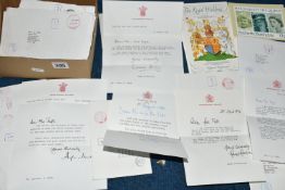 ONE BOX OF ROYAL EPHEMERA containing thirty-nine letters from Buckingham Palace, Clarence House, St.