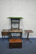 A SELECTION OF OCCASIONAL PERIOD FURNITURE, to include an oak rectangular side table, width 77cm x