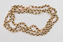 A YELLOW METAL BELCHER CHAIN, fitted with a barrel clasp stamped 9ct, length 560mm, approximate