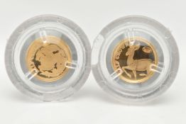 A PARCEL CONTAINING TWO GOLD HALFCROWN COINS TRISTAN DA CUNHA, Fractional Gold 2009, St George/