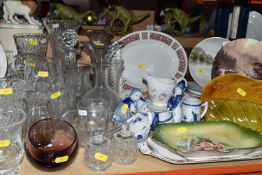 A COLLECTION OF CERAMICS AND GLASS WARES ETC, to include a Waterford Marquis vase, approximate