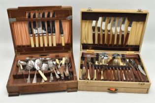 TWO CANTEENS OF CUTLERY, a 'Dura-Lustra' wooden canteen, together with a 'Glosswood' canteen, (