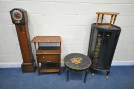 A SELECTION OF OCCASIONAL FURNITURE, to include a 20th century oak cased granddaughter clock, height