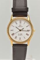 A GENTS OMEGA WRISTWATCH, a quartz movement, round white dial signed 'Omega DeVille quartz Swiss