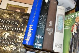 ONE BOX OF BOOKS & A BOXED LP RECORD SET comprising six hardback titles, The Lord Of The Rings,