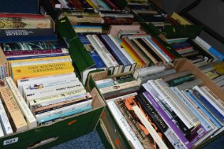 SIX BOXES OF BOOKS containing approximately 175 miscellaneous titles in hardback and paperback