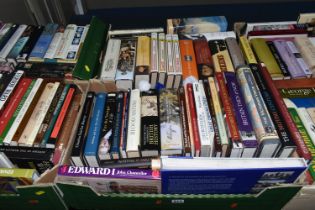 SIX BOXES OF BOOKS containing approximately 140 miscellaneous titles, mostly in hardback format on