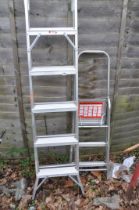TWO ALUMINIUM STEP LADDERS the longest being 190cm folded