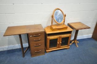 A SELECTION OF PINE FURNITURE, to include a chest of four drawers, with a drop leaf, open width 85cm