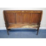 A 19TH CENTURY PINE CURVED CHURCH PEW, width 166cm x depth 44cm x height 109cm (condition report: