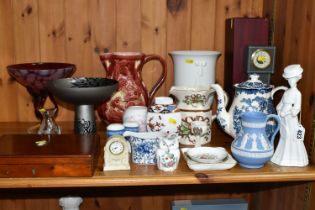 A GROUP OF NAMED CERAMICS, comprising a white Spode 'Alexandra' figurine, an Aynsley 'Pembroke'