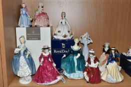 TEN ROYAL WORCESTER AND ROYAL DOULTON FIGURINES, comprising Royal Worcester Les Petites: '