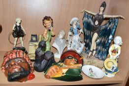 A COLLECTION OF ORNAMENTS, comprising an Old Tupton Ware figurine 'The Poppy Girl', two chalkware