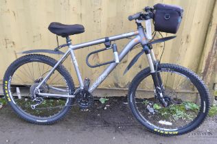 A VOODOO WANGA GENTS MOUNTAIN BIKE, with 30 speed Shimano Deore XT tip tonic lever gears, front