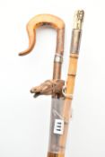 THREE LATE 19TH / EARLY 20TH CENTURY WALKING STICK / CANES, one carved with a horse's head handle,